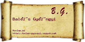 Balás Gyöngyi névjegykártya