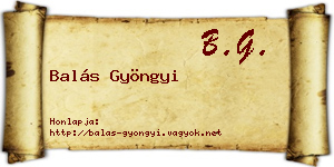 Balás Gyöngyi névjegykártya